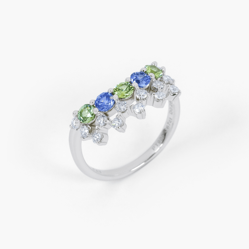 CINQ Blue & Green Sapphire Ring - LARICH