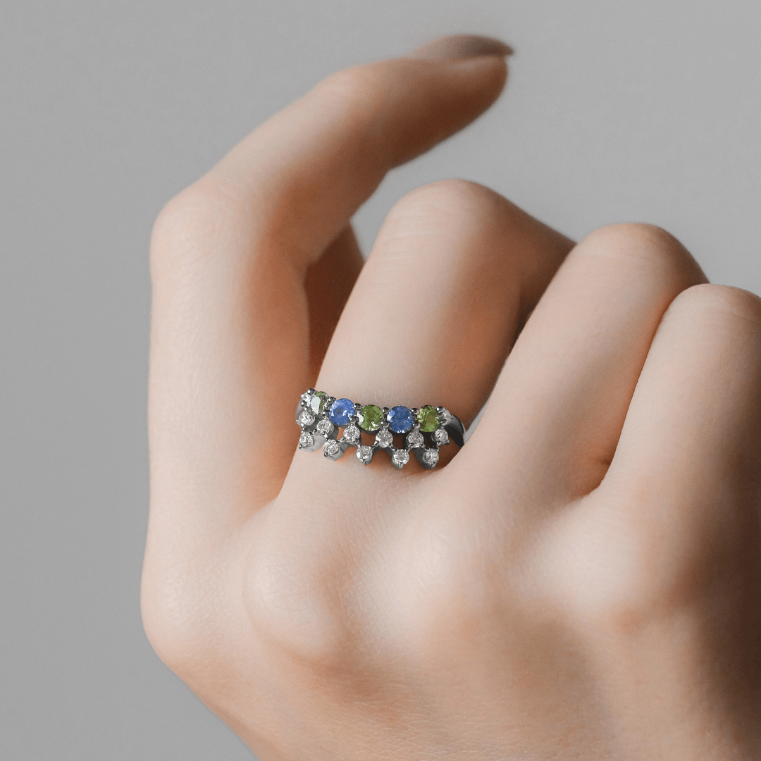 CINQ Blue & Green Sapphire Ring - LARICH